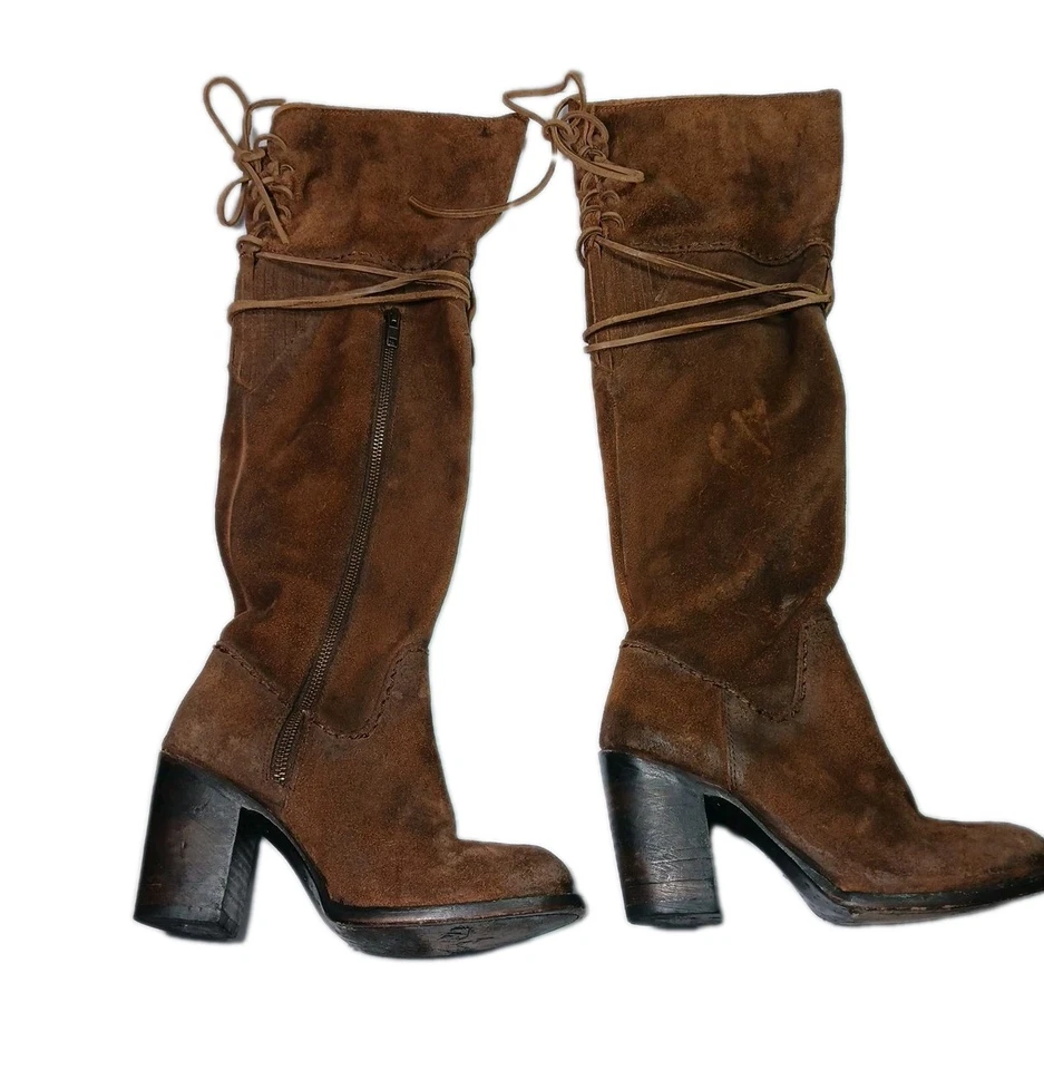 Botas por encima de la rodilla Freebird by Steven BROCK OTK para mujer talla 7 M cuero marrón Foto 2 de 4