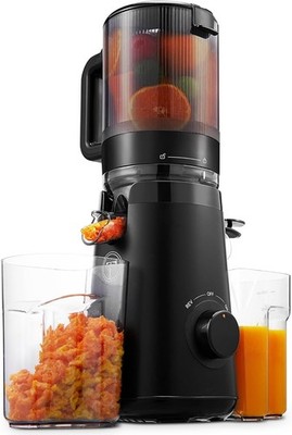 Hochwertiger Slow Juicer mit Extra Großer Einfüllöffnung - Schwarz Glänzend