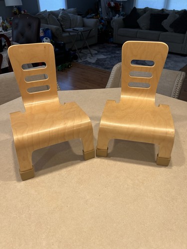 Small Wooden Chairs Color Natural Wood, Made With Real Wood.