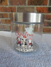 Small Glass Canister, Screw on/off Lid, Christmas Jar