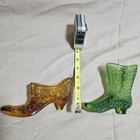 Glass Shoe (Fenton?) Lot of 2 Decorative glass Victorian Boot (1) And Shoe (1)