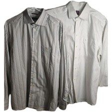 Eton Lot Of 2 Button Up Dress Shirts Size 42/16.5 blue White Stripe Luxury
