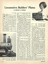 Locomotive Builders' Plates Edison H Thomas Author October 1967 Vtg Mag Article