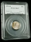 1951-D 10C  Roosevelt Dime MS67 PCGS Blue Label Awesome Toning #3658