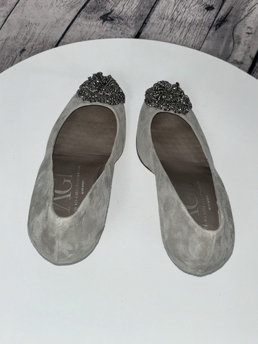 SCARPE DÉCOLLETÉ ATTILIO GIUSTI LEOMBRUNI AGL GRIGIO SCAMOSCIATO PERLINE TACCO FIORE TG 6,5 - Foto 6 di 8