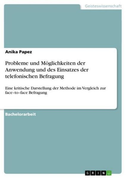 Probleme Und MöGlichkeiten Der Anwendung Und Des Einsatzes Der Telefonischen Bef-image
