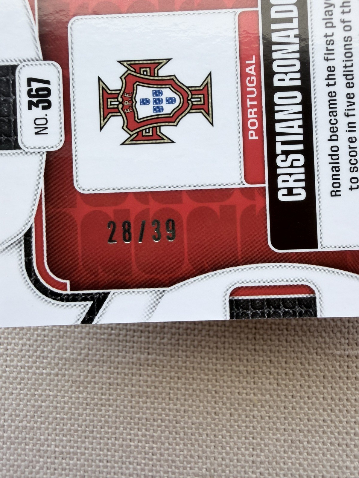 2026 Panini Prizm FIFA World Cup Portugal Cristiano Ronaldo Red Wave 28/39 view 5