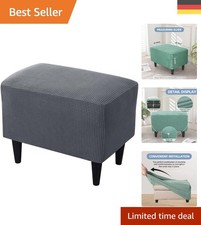 Dunkelgrauer Hockerbezug aus Stretch-Jacquard - Perfekter Schutz für Ihre Möbel