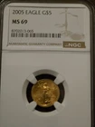 American Eagle 2005 $5 Gold Coin 1/10 oz NGC MS69