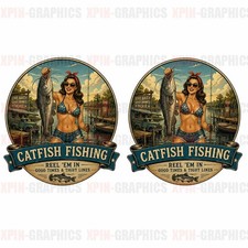 Catfish Fishing Fish Fisherman Vinyl Decal Sticker 2 Pack E