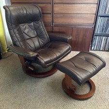 Ekornes Stressless Brown Leather Lounge Chair  Ottoman