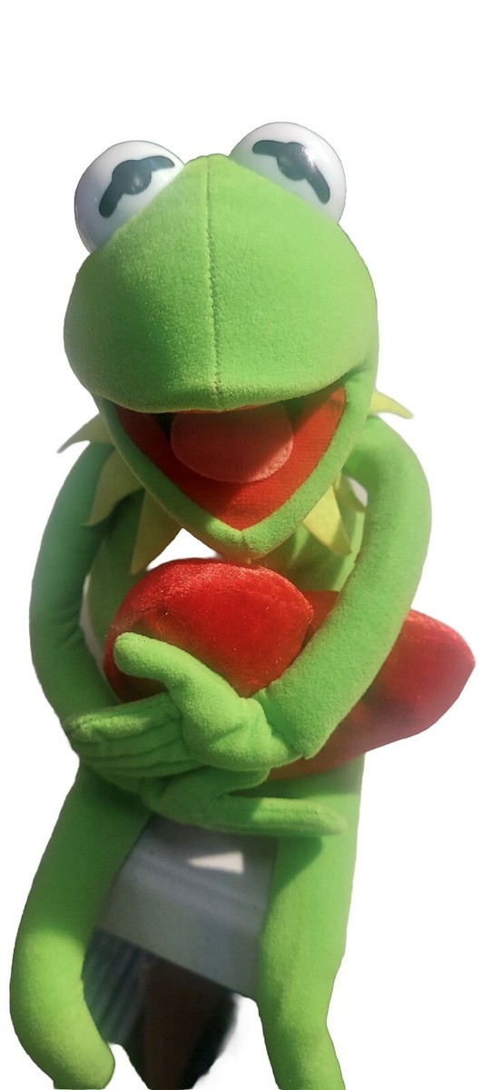 Stuffed Toy Kermit The Frog Hand Puppet With Legs Kermit The Frog Vintage  Sitting Stuffed Animal Holding A Heart, Positional Legs