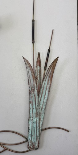Ron Bertocchi Signed 3 Pc. Metal Wall Art Sculpture Herons CatTails Copper Brass - Picture 9 of 18
