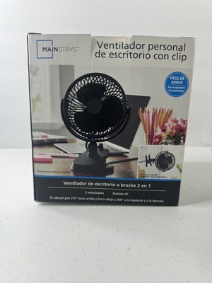 Mainstays 6 inch Personal Desk and Clip Fan with AC plug-in and 2  