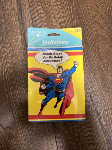 Vintage Forget Me Not  Superman Birthday Invitations 1992 8Ea -nip/sealed - Picture 1 of 3