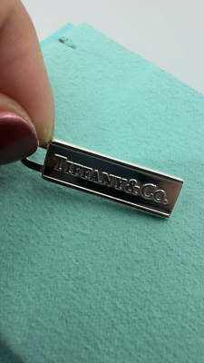 Tiffany & Co. 925 Silver Logo Rectangle Pendant Love Bar Charm