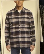 Weatherproof Vintage Men's Cotton Fleece Lined Plaid Flannel Jacket, Blue, L