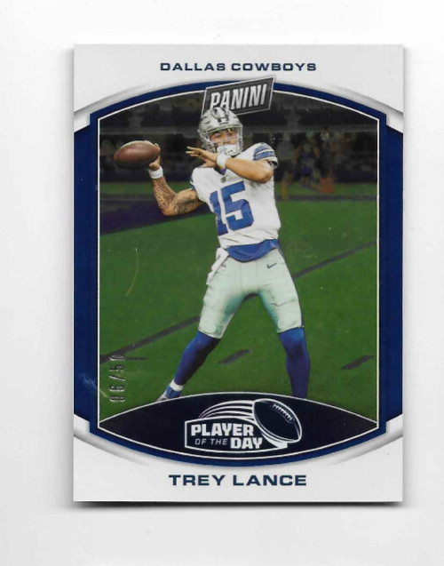 2023 Panini Player of the Day Blue #35 Trey Lance 6/50 Dallas Cowboys