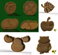 Compartment serving food snack trays 8pcs dishes 3d stl model for cnc routuer