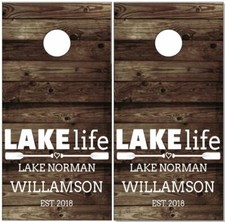 Lake Life Old Wood Cornhole Wrap Bag Toss Skin Decal Sticker Wraps