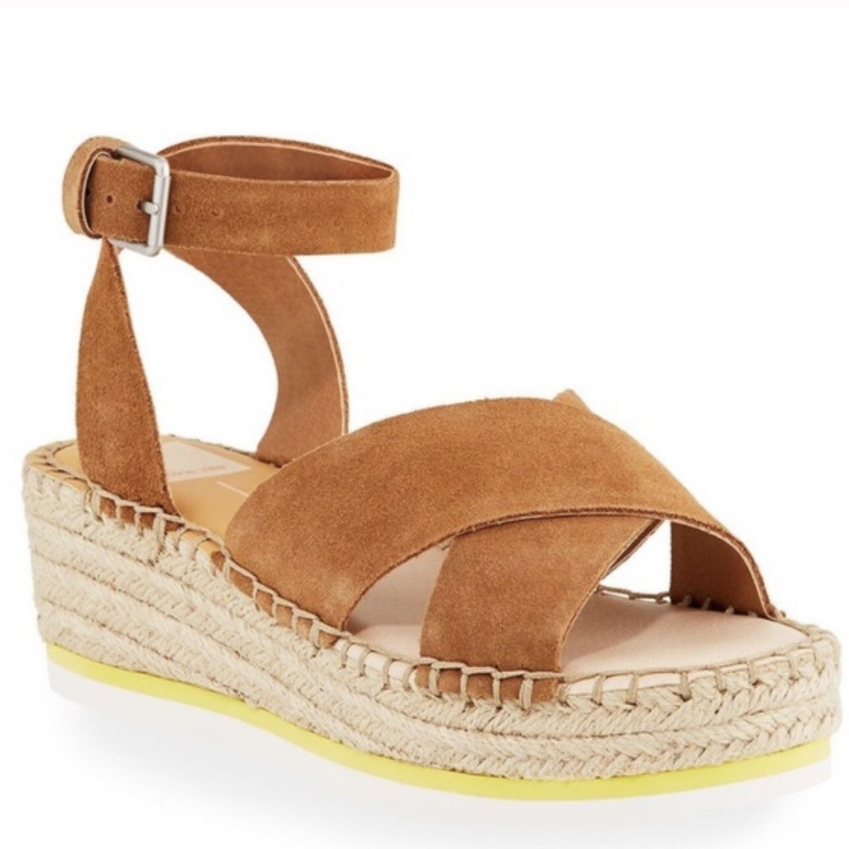 Dolce Vita Brown Suede Lacy Espadrille Wedge Sandal Size