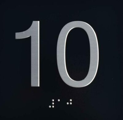 10TH Floor Elevator Jamb Plate Sign with Braille and Raised Number-.....ref0420