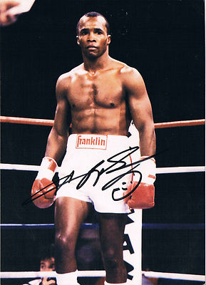 Sugar Ray Leonard 1956- genuine autograph 5''x7'' postcard photo signed Boxer