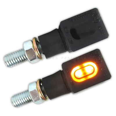 LED Mini Blinker Edge Alu schwarz dunkel getönt E-geprüft Universal Motorrad
