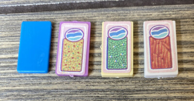 Vintage Barbie Replacement Vegetable Food Boxes Blue Pink White Yellow Rectangle