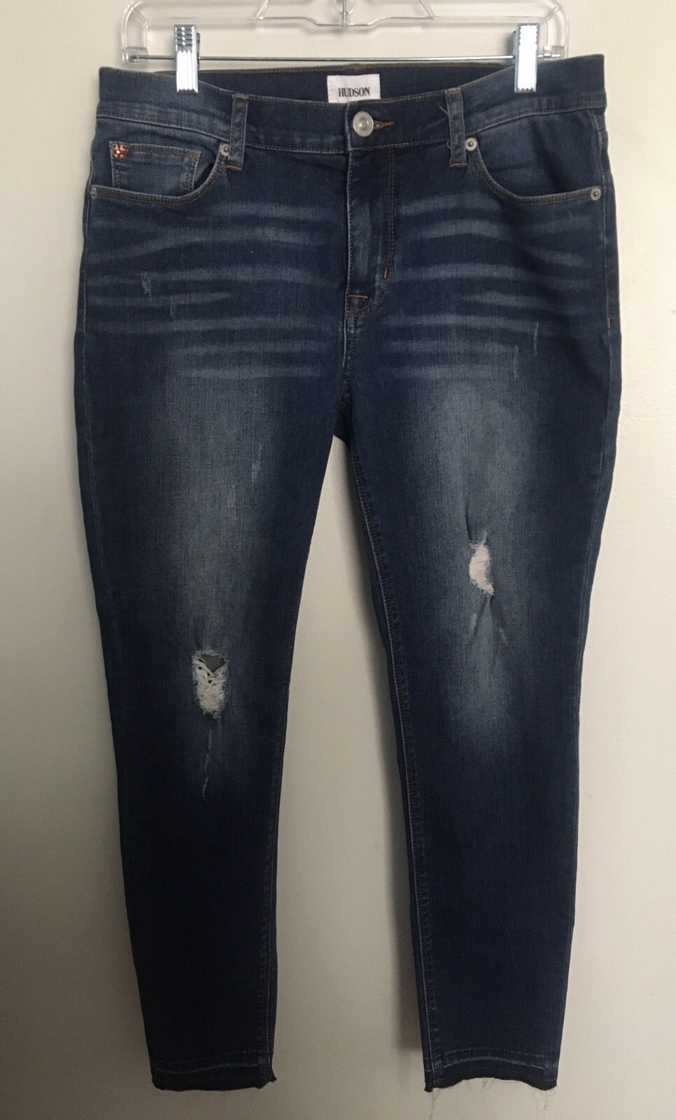 HUDSON NATALIE MID RISE ANKLE RAW HEM SKINNY-STRETCH JEAN Dark