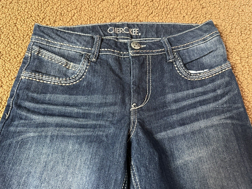 Cherokee Girls'Bermuda Jean Shorts Sz XL (Blue w BLING & Embroidery) - Picture 9 of 15