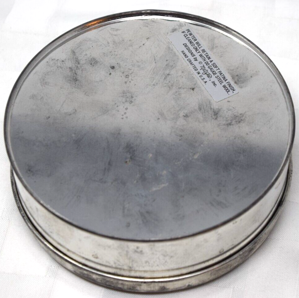 Vintage Metzke Pewter Tin Signed Dogwood Flowers Floral Label