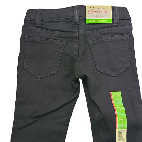 Faded Glory Black Jeans Super Skinny Girls Pants Sz 6 Adjustable Waist - Picture 5 of 10