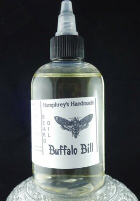 Large 4oz BUFFALO BILL Leather Men's Beard Oil Thick Hair Softener Horror Gift