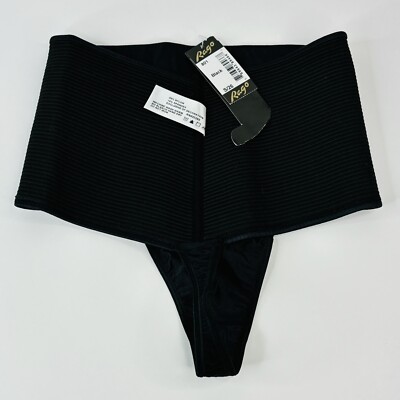 Rago Thong Style 801 Soft Shaping Wide Band Black Size Small USA Undergarment