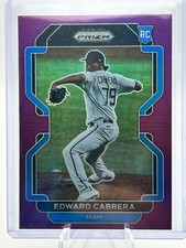 EDWARD CABRERA 2022 PANINI PRIZM PURPLE ROOKIE RC MIAMI MARLINS #102 JT