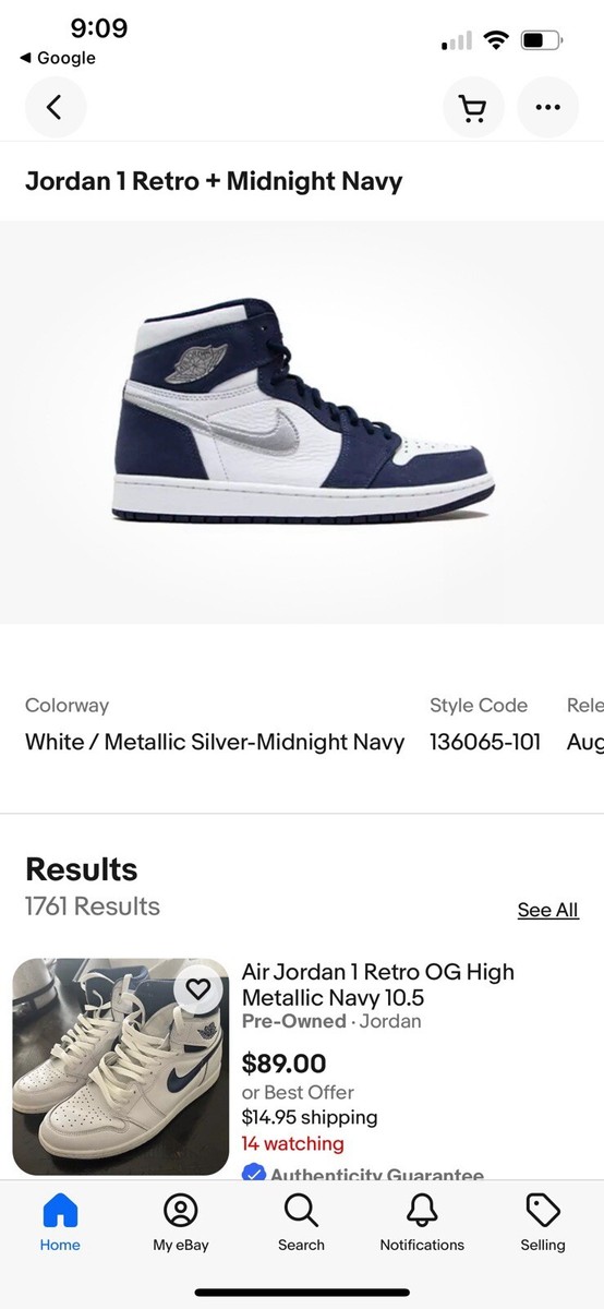 Size 16 - Air Jordan 1 Retro OG High Midnight Navy for sale online