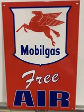 Vintage Style Mobil Mobilgas  Free Air Gas Pump Steel Metal Top Quality Sign