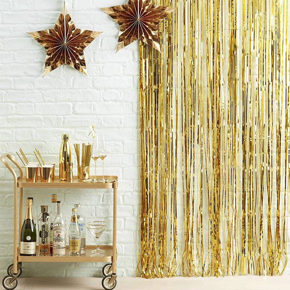 Lametta Vorhang Farbwahl Deko Glitzer Streifen Karneval Party Wand Fasching - Bild 2 von 3