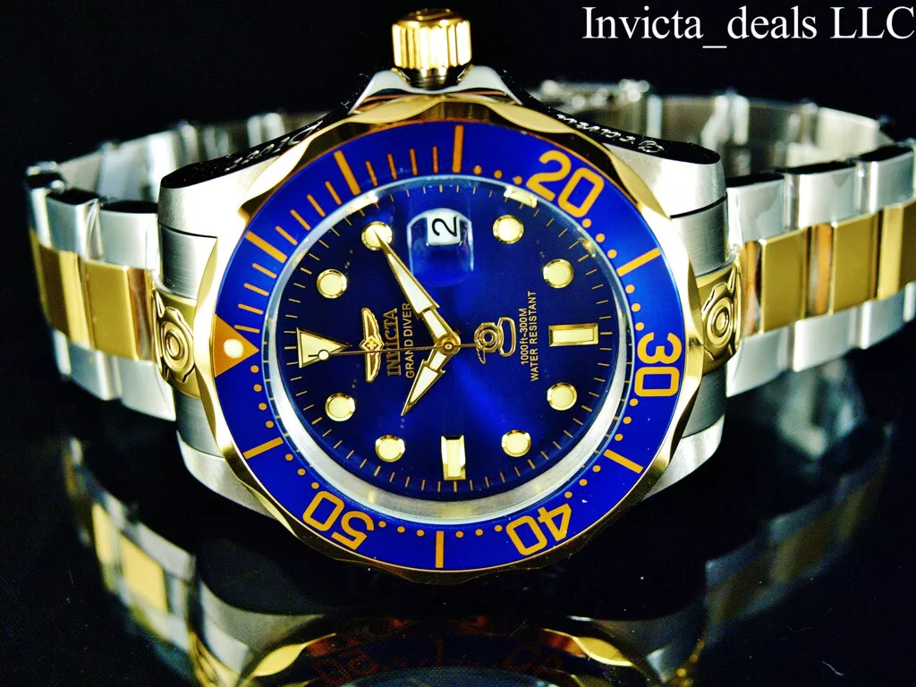 Invicta Men's 47mm GRAND DIVER Automatic Blue Dial Gold Plated Two