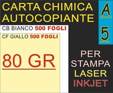 500x2 FOGLI A5 CHIMICA COPIANTE 80GR CB BIANCO CF GIALLO STAMPA LASER INKJET