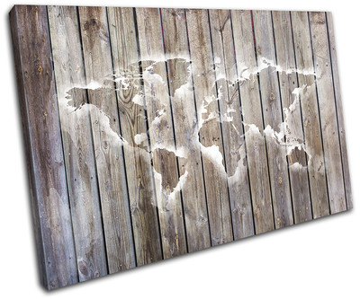 Shabby Chic World Atlas Maps Flags SINGLE Leinwand Wand Kunst Bild drucken