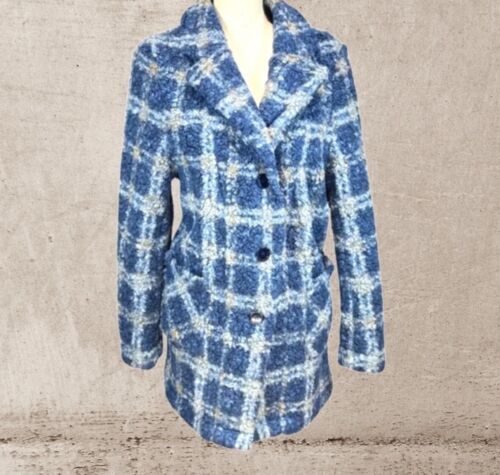 Picadilly Sherpa Jacke kariert blau Größe M