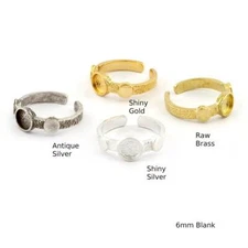 Round Blank Band Ring ,Bezel Setting Blank Raw Brass,Antique-Shiny silver  5410