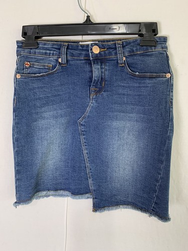 Hudson Jeans Girls Kids Denim Skirt Size 12 EUC Asym Fray Edith Stretch 6490 - Picture 4 of 12