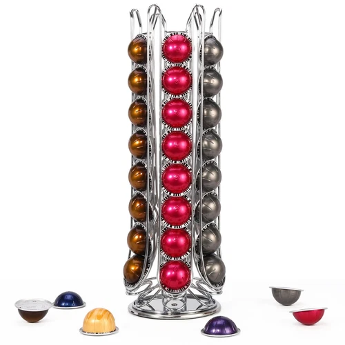 Vinsani 48 Coffee Pod Holder Rotating for Nespresso Vertuo Vertuoline Capsules