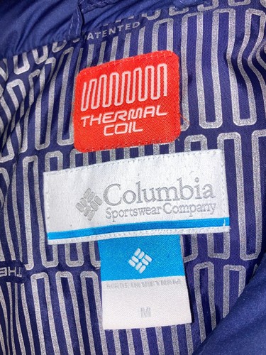 Columbia Giacca Donna Navy Termica Bobina Trapuntata M Tasche con Cappuccio Zip Completa - Foto 5 di 6