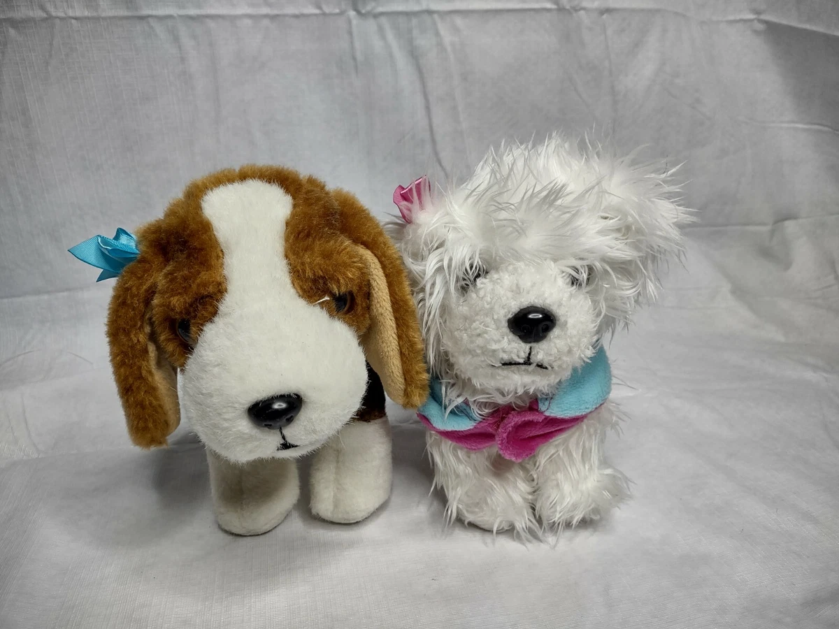 Battat PUCCI PUPS 2 Beagle Maltese Striped Plush Dog Carrier SMALL Toy Dog