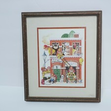 Vintage Nursery Frame Bear Town Fire Dept. Framed Print - 12" x 14"