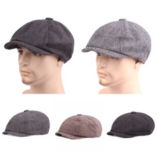 Peaky Blinders Hat Newsboy Flat Cap Herringbone Tweed Wool Baker Boy Gatsby
